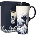 thumbnail image 1 of Topadorn Ceramic Travel Mug Porcelain Coffee Cup with Spill-proof Lid and Box, 17 Oz., 1 of 5
