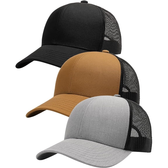 Mens Trucker Hat – Structured Mesh Baseball Cap – Adjustable Classic Hat – One Size Fits Most – Black