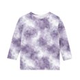 thumbnail image 4 of Spazoro Toddler Child Girls Casual T-Shirts Tee, 3/4 Sleeve Fashion Crew Neck Tie Dye Summer Loose Tops Trousers for Girls Purple Size 4 T, 4 of 4