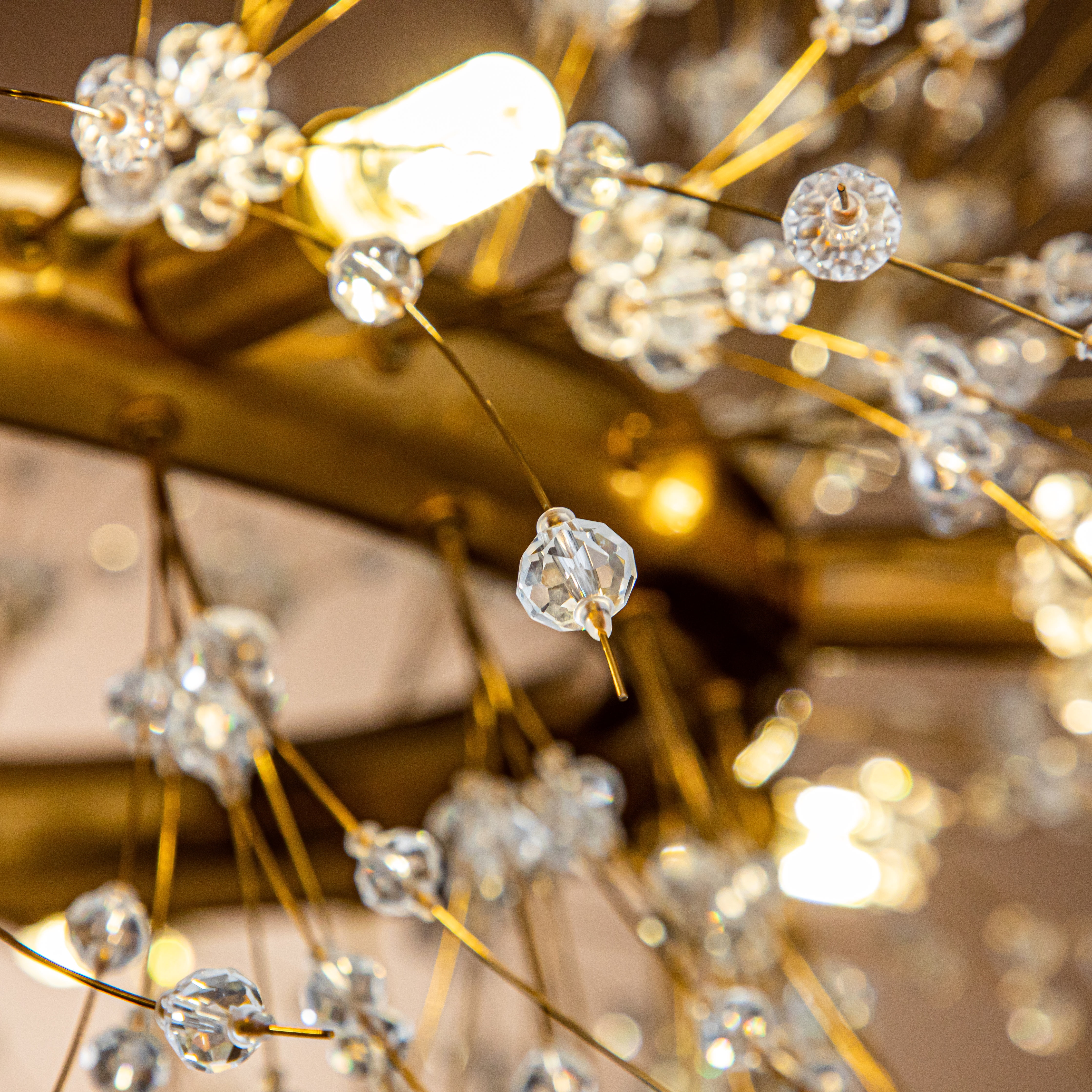 8-lights Stainless Steel Firework Crystal Chandelier In Antique Bronze For Living Room