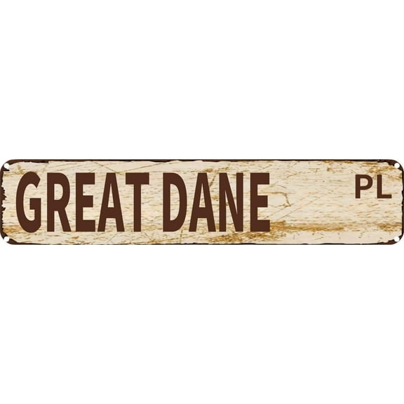 Vintage Tin Sign Retro Metal Wall Decor GREAT DANE PL Rustic Aluminum Plaque for Home,Bar,Kitchen,Garage,Man Cave 4x16 Inch