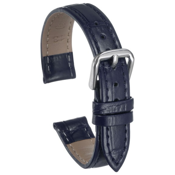 Uxcell Leather Watch Band 13mm Embossed Pattern Cowhide Watch Strap Replacement with Spring Bars Dark Blue