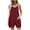 Wine, variant on Lenpel Women's Rompers Trendy Summer Sleeveless Spaghetti Strap Eyelet Embroidered Short Jumpsuits Casual Loose Overall Shorts