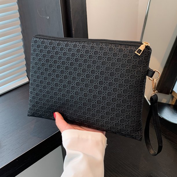 Bolsos Pu Card Purse Fashion Cross Woven Portable Mujeres Trabajando Compras (Negro) Sywqhk Para Estrenar