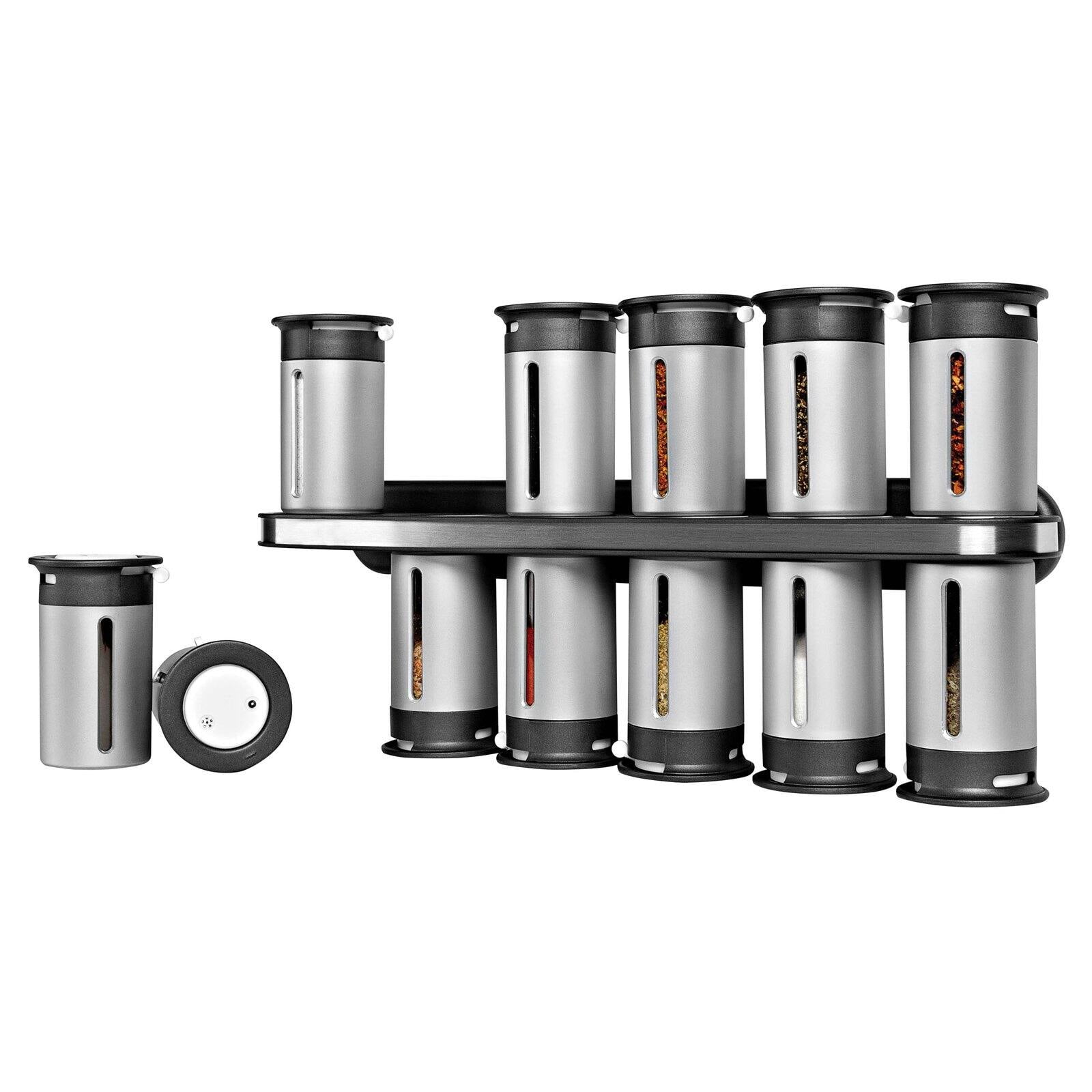 Zevro Zero Gravity Silver Magnetic Wall-Mounted Spice Rack - 12
