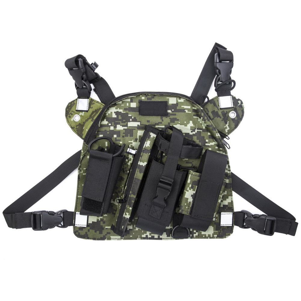 3 Pocket  Outdoor Chest Harness Bag Pack Pouch Vest Rig For Baofeng Radio 