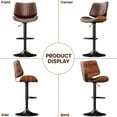 thumbnail image 2 of LainTene Set of 2 Swivel Bar Stools with Bentwood Back, Adjustable PU Leather Bar Chairs for Kitchen Island, Counter or Dining Room, Black, 2 of 7