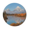 thumbnail image 1 of Landscape Mouse Pad for Computers, Autumn Beauty in Grand Teton Oxbow Bend Nature National Parks Wyoming Scenery, Round Non-Slip Thick Rubber Modern Mousepad, 8" Round, Multicolor, by Ambesonne, 1 of 2