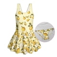 thumbnail image 3 of FOR U DESIGNS Girls One Piece Swimsuit with Skirt Comfortable Hawaiian Swimwear with Skirt Modest Beach Swim Dress 3-13 Years, Butterfly Lemon Rose, 3 of 7