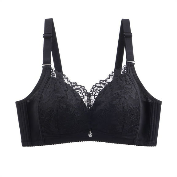 VEKDONE Women's Lace Push Up Bra Underwire Padded Support Full Coverage Plunge Everyday Bra Solid Color Comfy Lift Bra Black Size 36