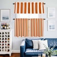 thumbnail image 2 of Burnt Orange Striped Kitchen Curtains Sets for Windows 24 Inch Length, Thanksgiving Orange White Stripes Rod Pocket Window Treatments Tier Curtains and Valances Set for Bedroom/Bathroom, 2 of 8