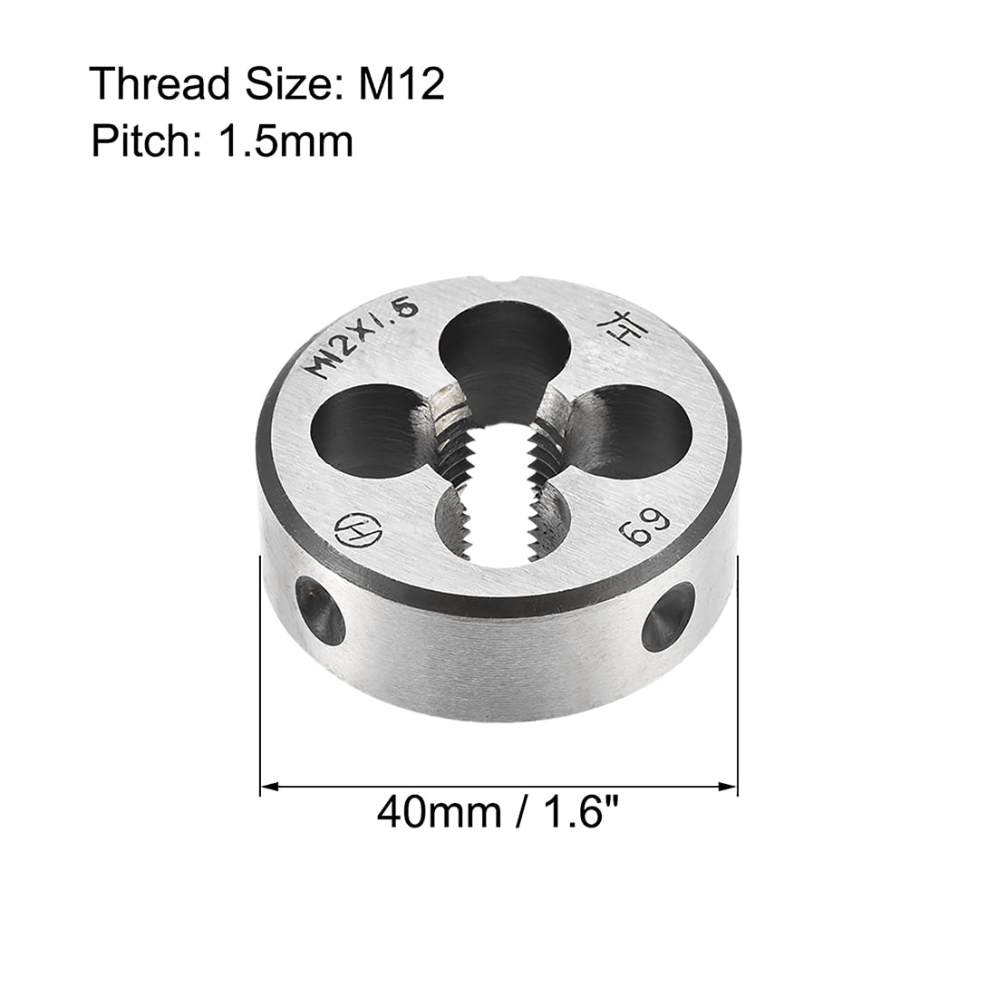 1″ OD Metric Course Thread Cutting Tool Carbon Steel M2 to M12 Button Die MC 