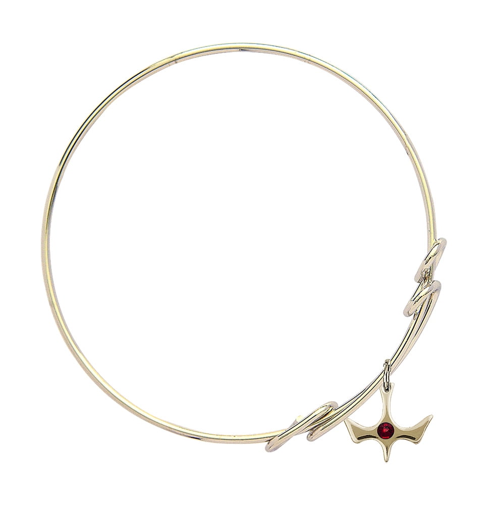Holy Spirit Charm On A 8 1//2 Inch Round Double Loop Bangle Bracelet