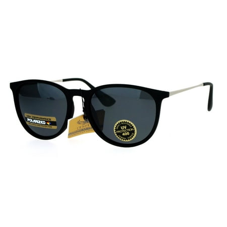 SA106 Polarized Lens Rubberized Matte Horn Rim Retro Sunglasses Black