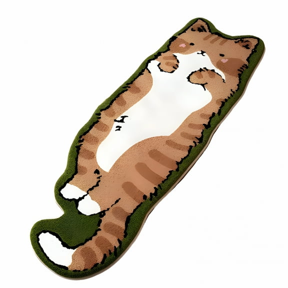 DERONA Cat Tufted Rug, Cat Shaped Rug, Cat Rug for Bedroom, Irregular Shaped Rug, Non-Slip Washable Cat Rug, Living Room Decoration
