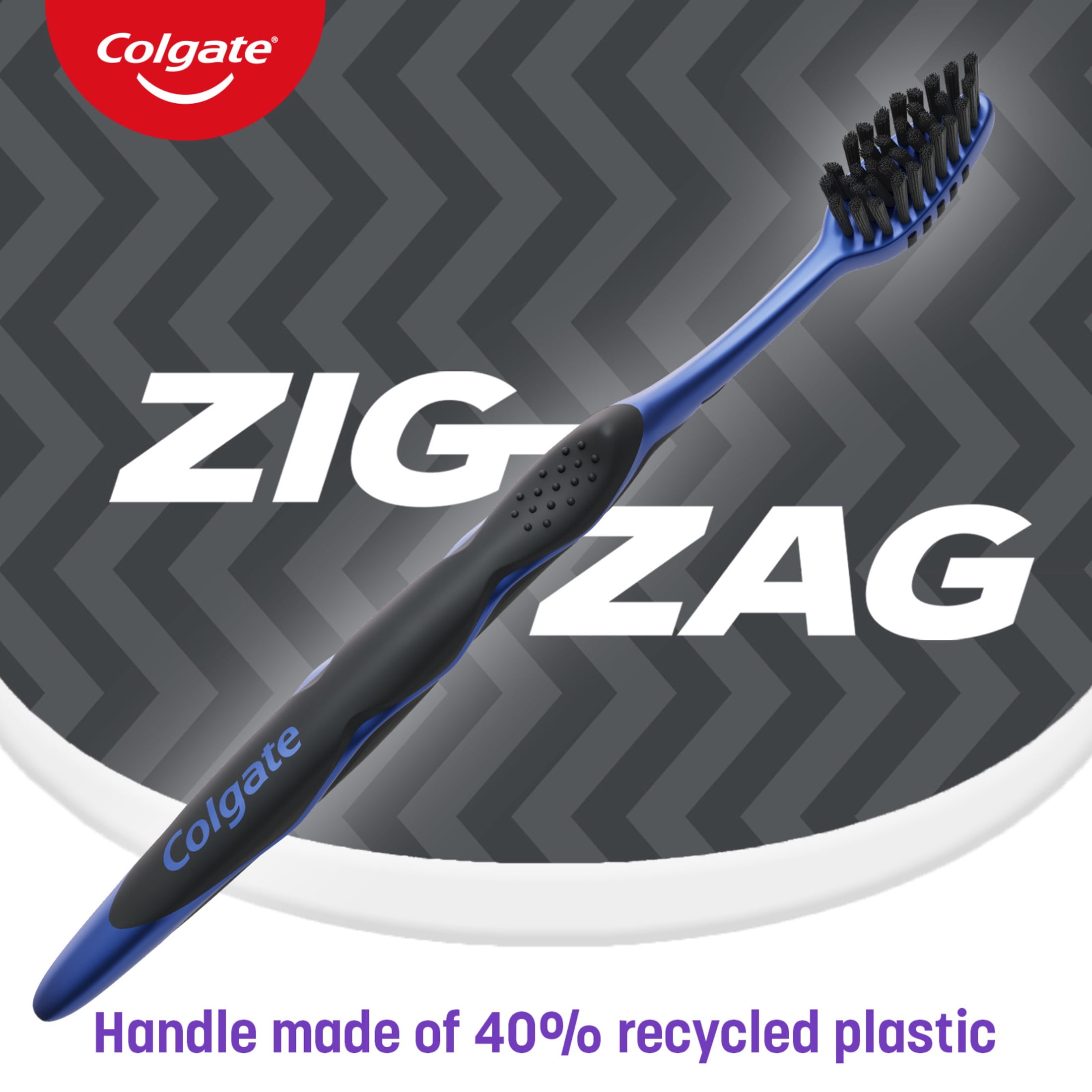 Colgate ZigZag Adult Soft Charcoal Toothbrushes, Soft Bristled Manual Toothbrushes, 4 Pack