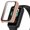 Pink, variant on GARENAS Watch Glass Screen Protector Watch Case Suitable for Band 7 Full Coverage Protective PC Material Tempered Glass All Inclusive Preservation(Dark Blue)