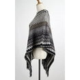 thumbnail image 4 of StylesILove Women Autumn Winter Knitted Zig-Zag Pullover Fringe Poncho Sweater Soft Wrap Cape Lightweight Shawl (Black), 4 of 6