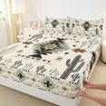 thumbnail image 3 of Homewish Vintage Western Aztec Queen Sheet Sets for Adult, Hippie Cactus Plant Flat Sheet, Rustic Farmhouse Queen Fitted Sheet, Breathable Home Decor, 4pcs, 3 of 7