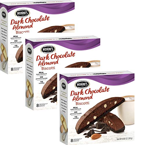 Nonni's Biscotti Dark Chocolate Almond 3 Boxes of 8 Individually