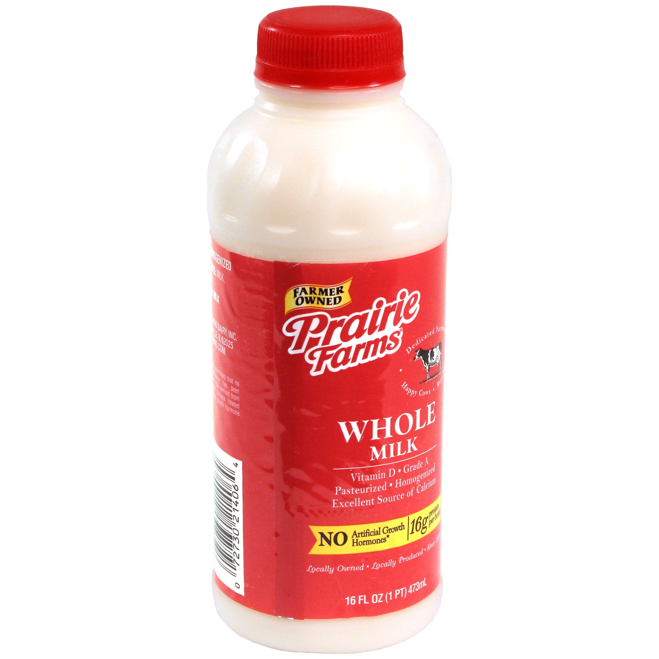 Prairie Farms Whole, Vitamin D Milk, Pint, 16 Fl Oz