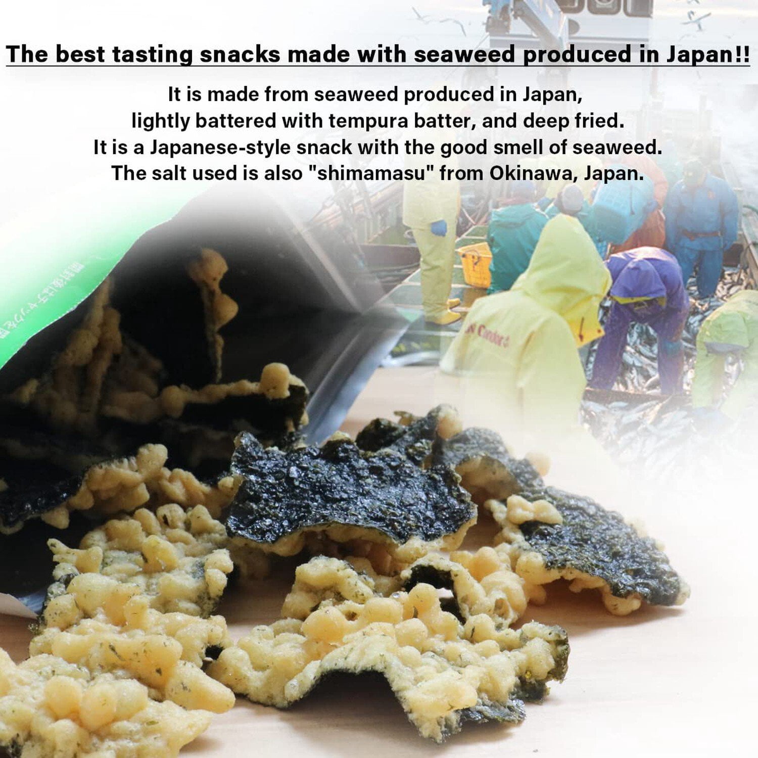 NORITEN Japanese Snacks Tempura Seaweed Snacks Made in Japan Wasabi, 10.58OZ