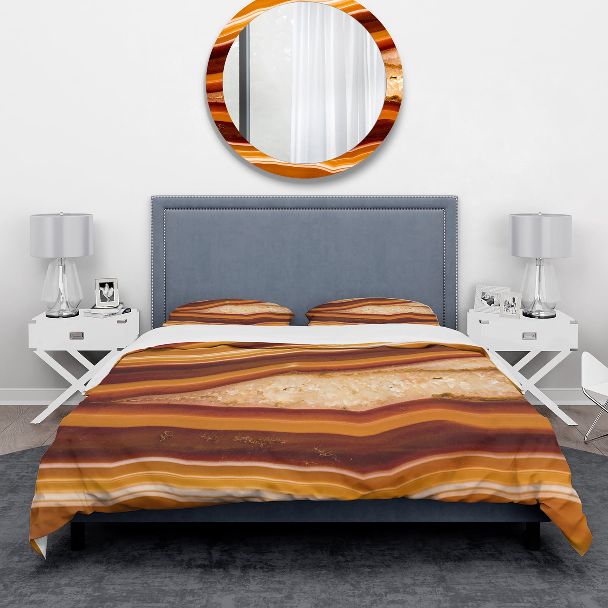 Designart 'Orange Geode Chrystal' Abstract Duvet Cover Set