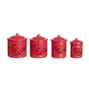 Dollhouse Miniature Canisters, Set of 4 with Removable Lids, Red #IM65331