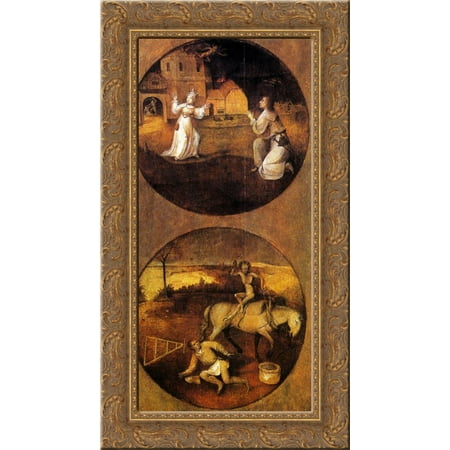 Devils Wood - Mankind Beset by Devils (reverse of Rebel Angels panel) 17x24 Gold Ornate Wood Framed Canvas Art by Bosch, Hieronymus