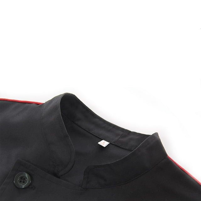 Chef Coat Short Sleeve with Buttons Pockets Cook Jacket Chic Cooking Work Wear Uniform Costume for Restaurant Hotel Cafe Kitchen Black 3XL