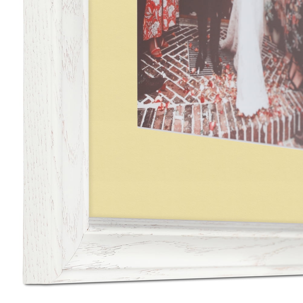 ArtToFrames 22x28 Matted Picture Frame with 18x24 Single Mat Photo Opening Framed in 1.25 Off White Wash on Ash and 2 Buttercup Mat (FWM-4098-22x28)