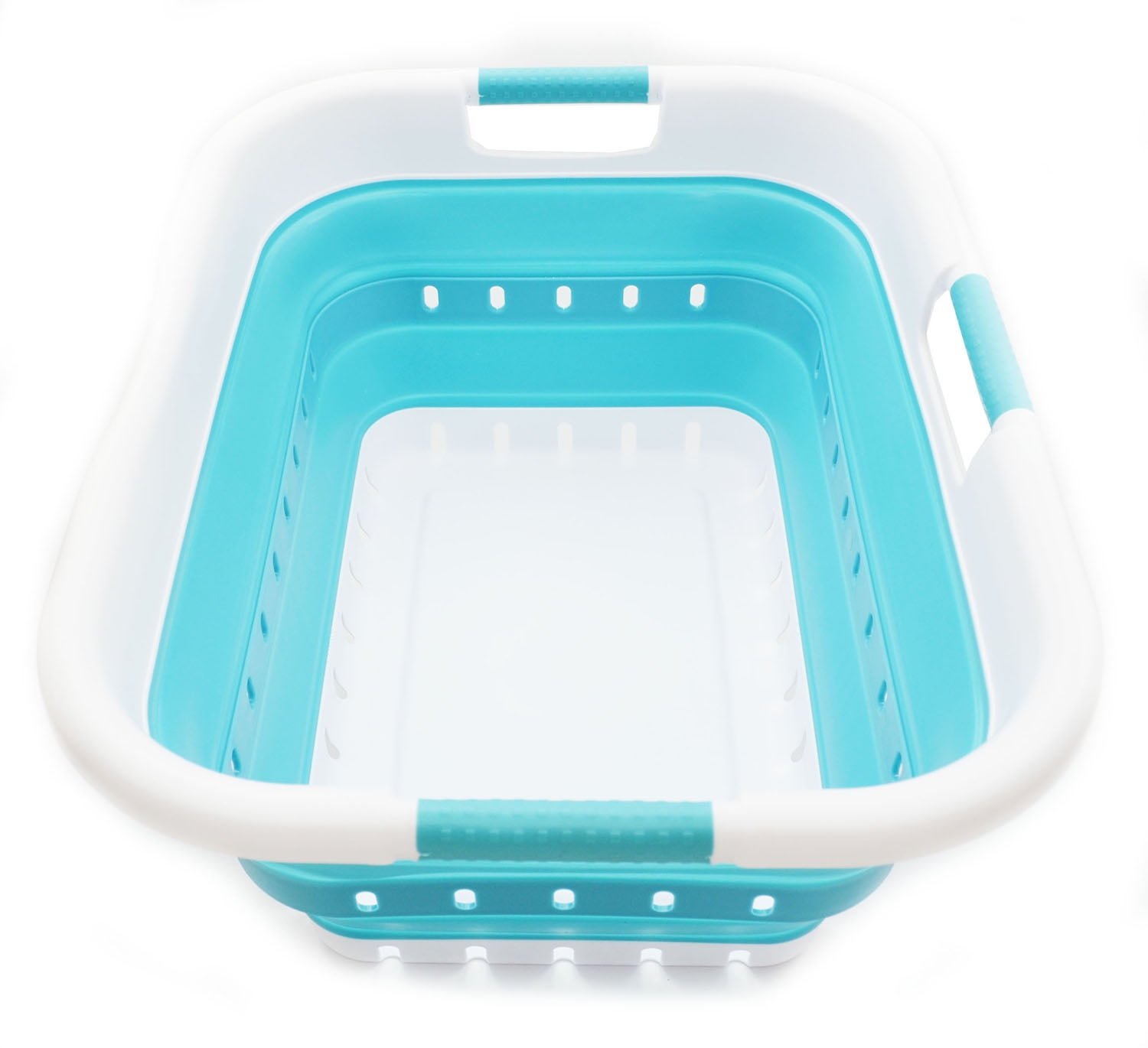 SAMMART Collapsible 3 Handled Plastic Laundry Basket Foldable Pop Up