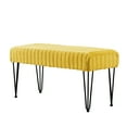 thumbnail image 4 of Home Soft Things Super Soft Faux-Fur Upholstered Bench Ottoman, Lemon Curry, 46"x16"x22", 4 of 4
