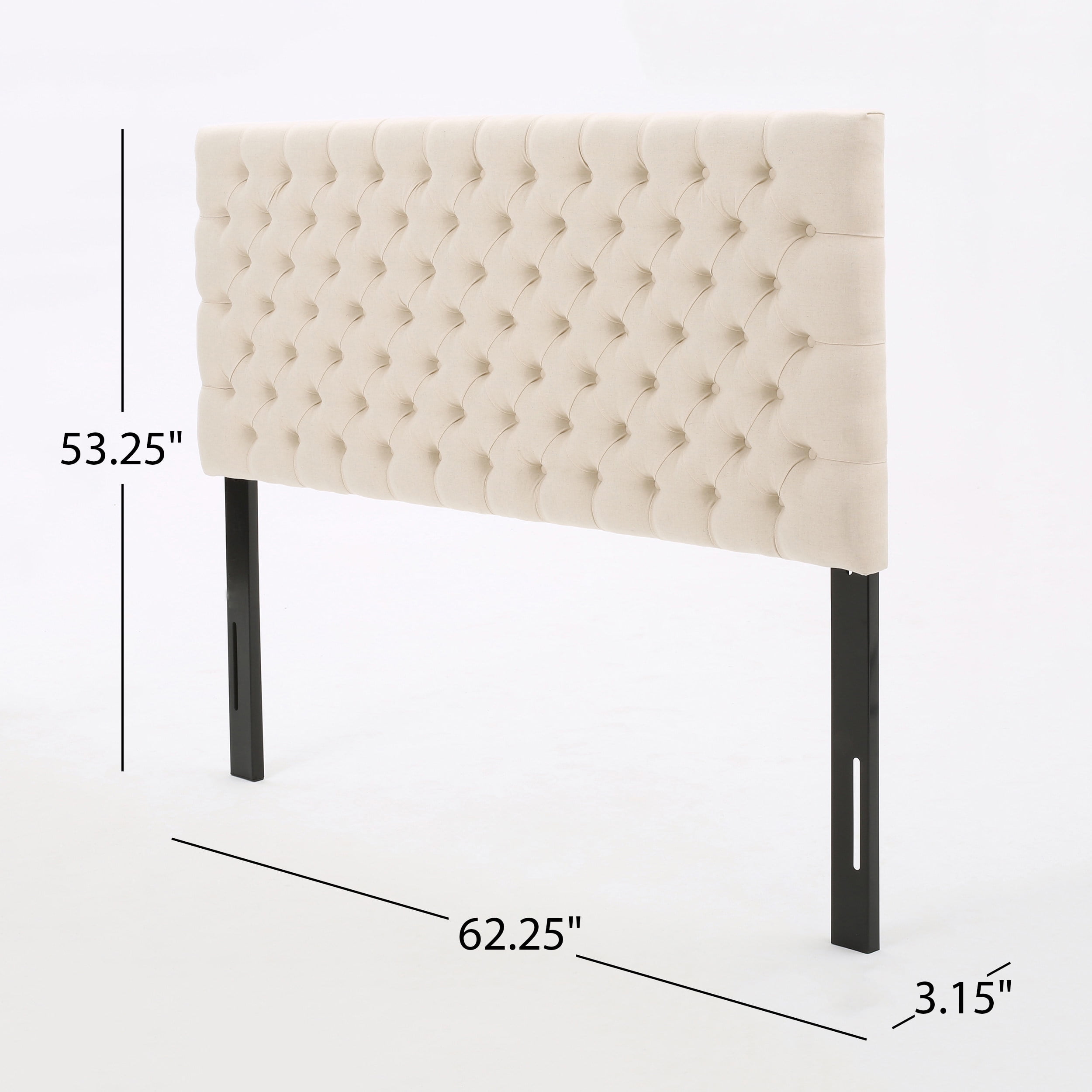 GDF Studio Jezebel Fabric Tufted Queen/Full Headboard, Beige