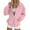 Pink, variant on Womens Full Zip Sweatshirt without Hood Casual Turn Down Collar Loose Jacket Long Sleeve Outwear with Pockets