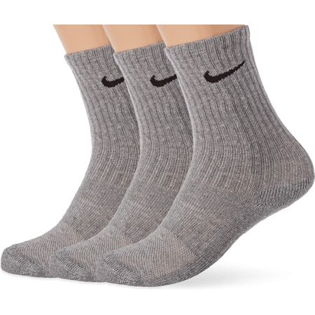 Nike Youth 3PK Performance Cushioned Crew Socks Heather Gray 3Y-5Y SX6842-063  - Walmart.com