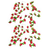 7.2FT Flower Garland Fake Rose Vine Artificial Hanging Rose Ivy Hanging Floral Garlands Wedding Arch Garden Background Decor Fake Flower Garland Artificial Rose Blossom Vine, 2Pcs(Pink2,86.6x2")