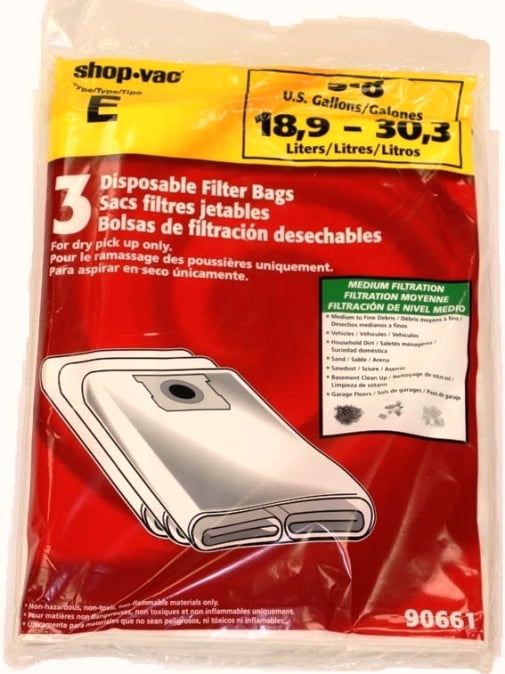 HEPA Filter Bags for Shop Vac 5 6 8 Gallon 90661 Deluxe Filtration 12 PACK 