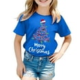 thumbnail image 5 of Staki Toddler Girl Christmas Shirt Kids Ugly Xmas Tshirt Cotton Short Sleeve Tee Top Merry and Bright Shirt(Blue,5-6 Years), 5 of 6