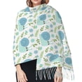 thumbnail image 5 of Shawl Wraps for Women - Blue Green Snail Leaves Oversized Fall Winter Fashion Blanket Scarf for Women, 5 of 6