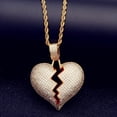 thumbnail image 2 of Yesbay Broken Heart Pendant Rhinestone Couple Chain Necklace Jewelry-Golden, 2 of 6