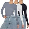 thumbnail image 2 of Comdrip Womens Tops, 3 Pack Womens Cute Basic Slim Fitted Tops Business Work Tee Fall Fashion Outfits 2025 Clothes Going Out Tops for Women O XL, 2 of 4
