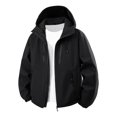 thumbnail image 4 of QUNYINEY Black Women Jacket with Pockets Zip Up Windbreaker Hooded Outwear Long Sleeve Outdoor Waterproof Loose Fit Womens Winter Coat, 4 of 4