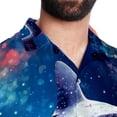 thumbnail image 5 of Starry Shark Men's Short Sleeve Button Down Poplin Hawaiian Shirt for Summer Beach, Casual Printed Unisex Style, 5 of 6