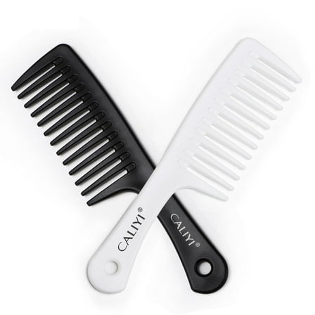 CALIYI 2PCS Large Wide Tooth Comb, Shower Smooth Hair comb for wet curly hair, Durable Hair Brush Styling Tools
