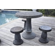 Exaco Indoor Classic Pedestal End Table, Charcoal Grey (Set of 2)