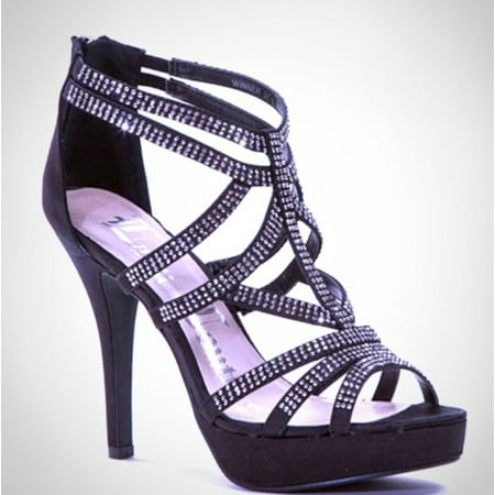 

Winner By Lady Couture One Inch Platform-High Heel Strappy Sandals. Black/Size 9
