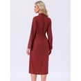 thumbnail image 5 of DARING DIVA Long Sleeve V-neck Kimono Midi Loungewear Bathrobe S Wine Red, 5 of 6