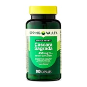 Spring Valley Whole Herb Cascara Sagrada Dietary Supplement Capsules for Digestive Health, 450 mg, 100 Count