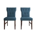 thumbnail image 3 of Castle Place Glam Wooden Linen Upholstered Dining Chairs, Blue, Set of 2, 3 of 9